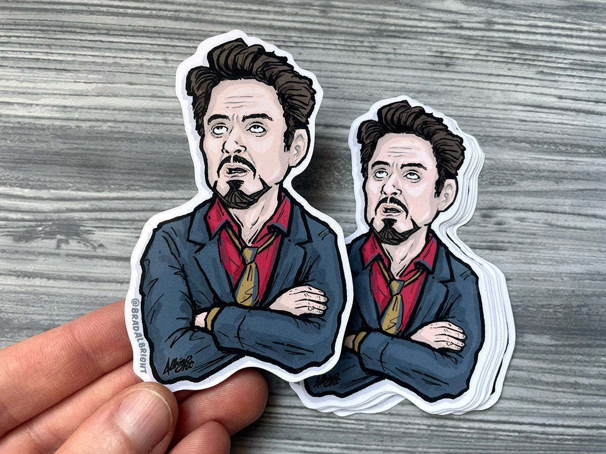 Tony Stark Eye Roll - Stickers & Magnets - Robert Downey Jr RDJ Meme
