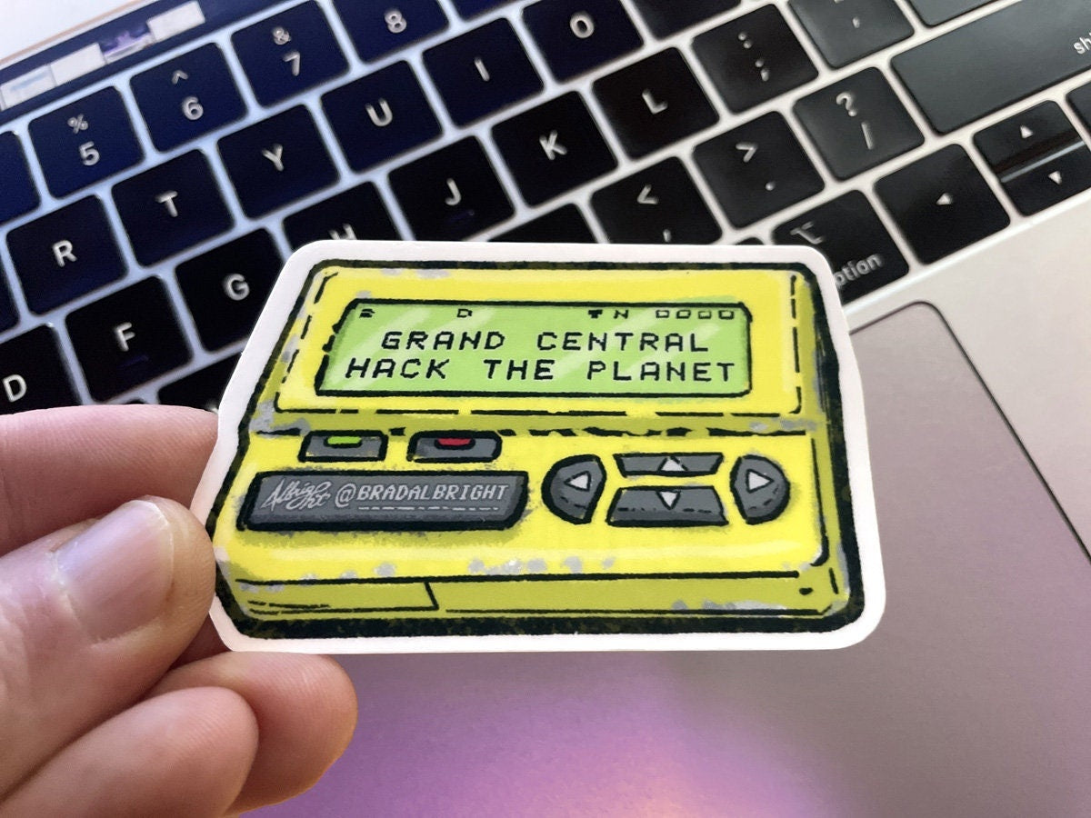 Hack The Planet Pager - Stickers & Magnets - Life Size Hackers Grand Central Beeper