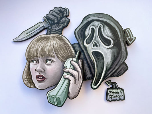 Scream Ghostface & Casey Wall Wobbler - Interactive Dimensional Woodcut