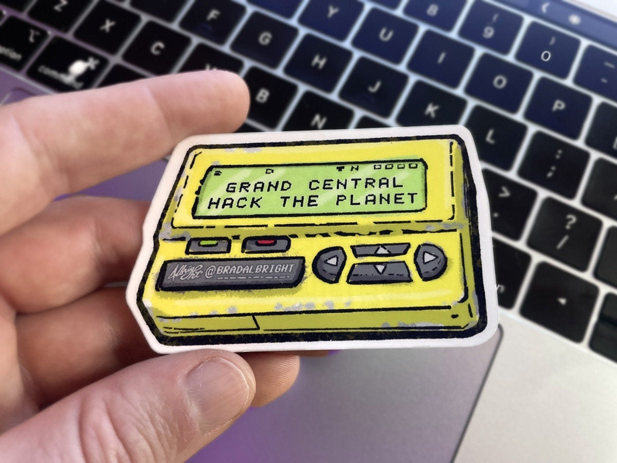 Hack The Planet Pager - Stickers & Magnets - Life Size Hackers Grand Central Beeper