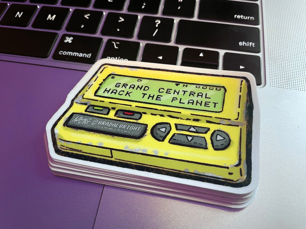 Hack The Planet Pager - Stickers & Magnets - Life Size Hackers Grand Central Beeper