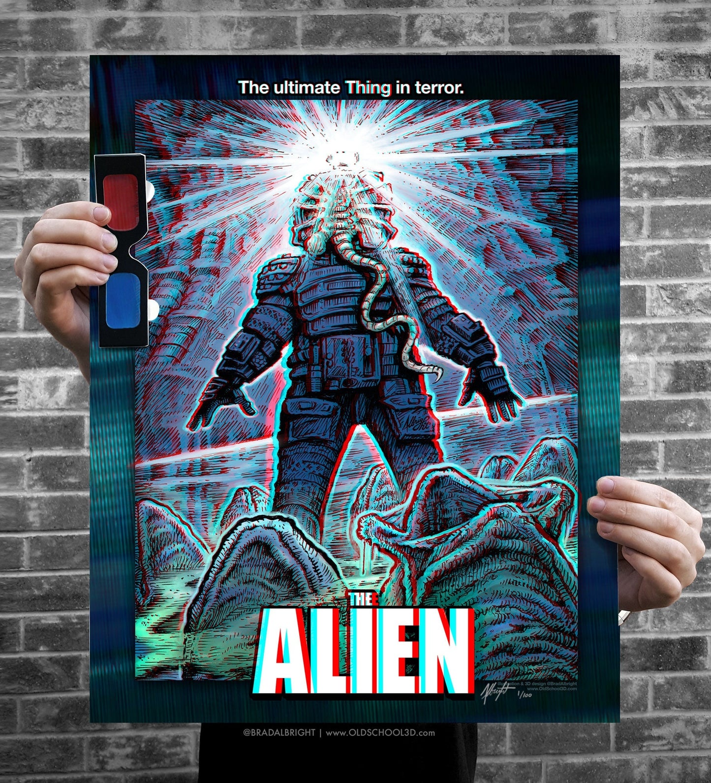 The Alien Thing - Mashup Poster Illustration - 3D and 2D Numbered & Signed Archival Print