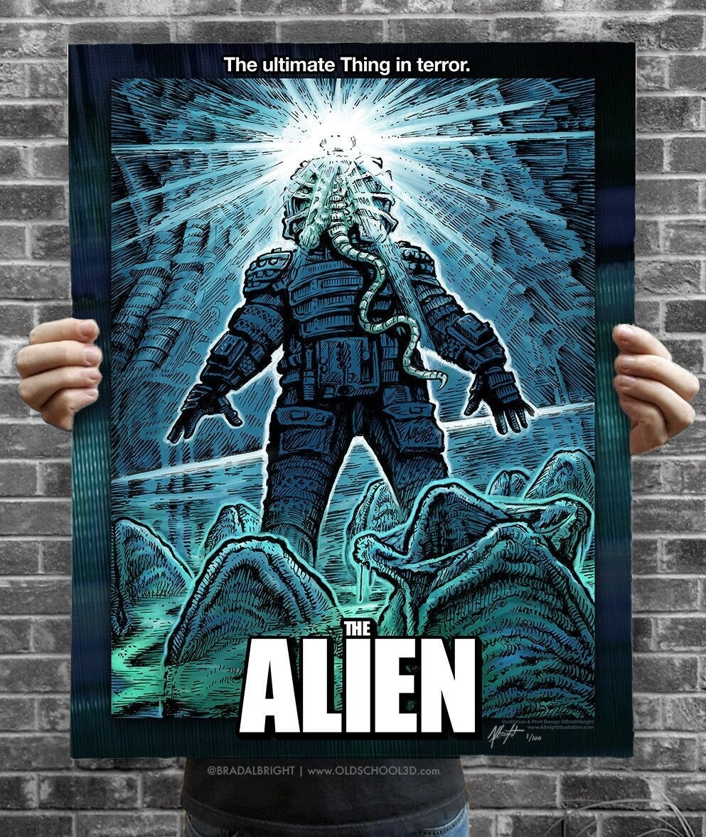 The Alien Thing - Mashup Poster Illustration - 3D and 2D Numbered & Signed Archival Print