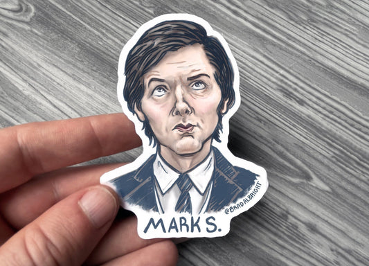 Severance Mark S. Stickers - Adam Scott Portrait Illustration - Waterproof Decals