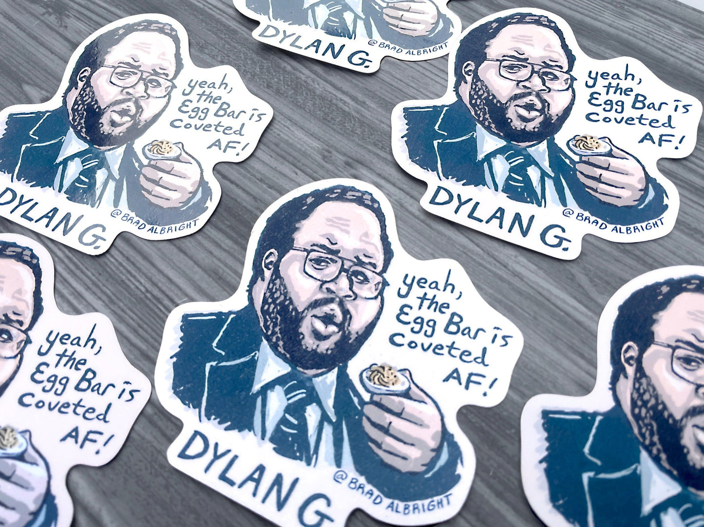 Severance Dylan G. Egg Bar Stickers - Zach Cherry Portrait Illustration - Waterproof Decals - FREE US SHIPPING