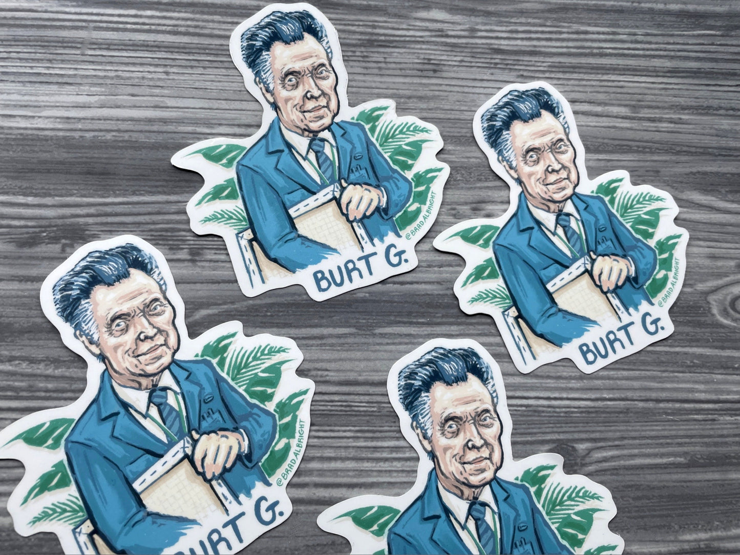 Burt G Severance Stickers - Christopher Walken Portrait Illustration - Waterproof Decals