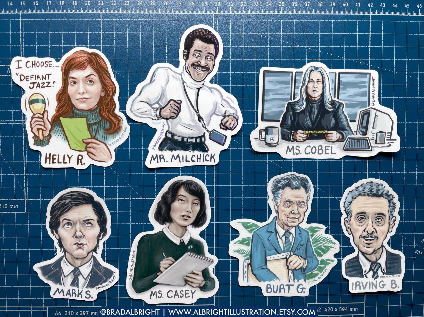 Severance Cast Portraits - Illustration Sticker Set - Waterproof Decals & Magnets