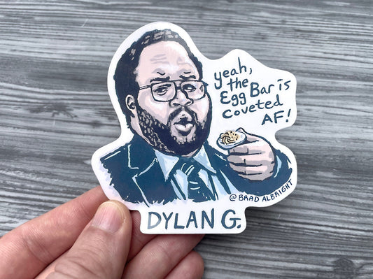 Severance Dylan G. Egg Bar Stickers - Zach Cherry Portrait Illustration - Waterproof Decals
