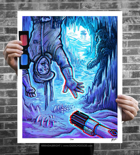 The Wampa Strikes Back - Ltd Edition 3D Poster with Glasses - Signed Archival Anaglyph Illustration Print