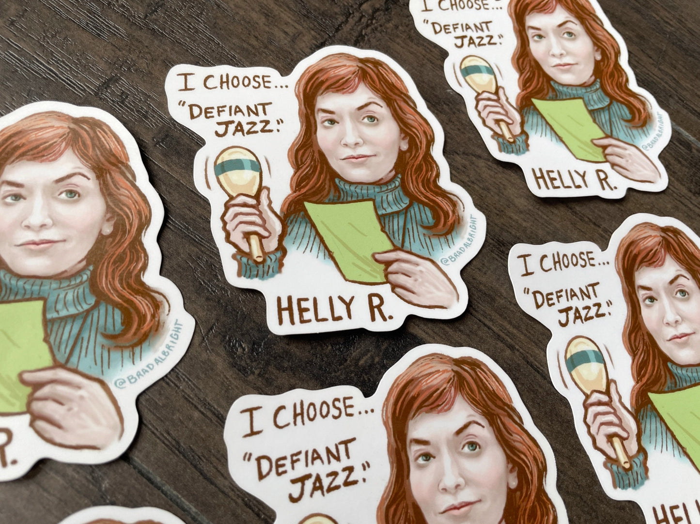 Severance Helly R. - Defiant Jazz Stickers & Magnets - Britt Lower Portrait Illustration - Waterproof Decals