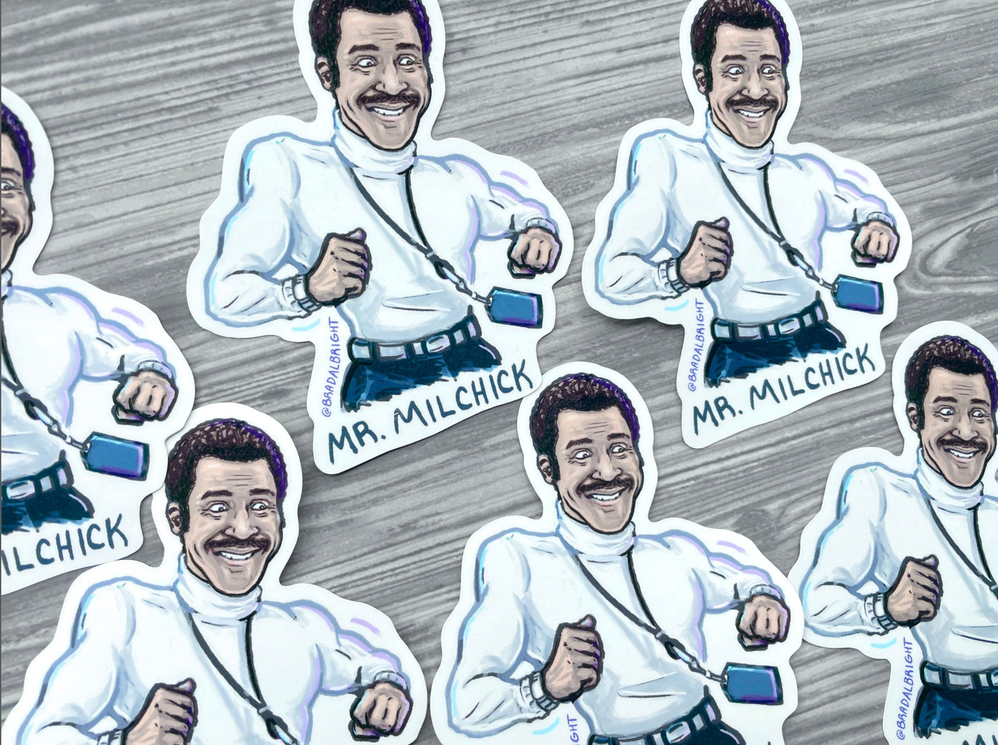 Mr Milchick Dancing - Severance Sticker Illustration - Waterproof Decals & Magnets