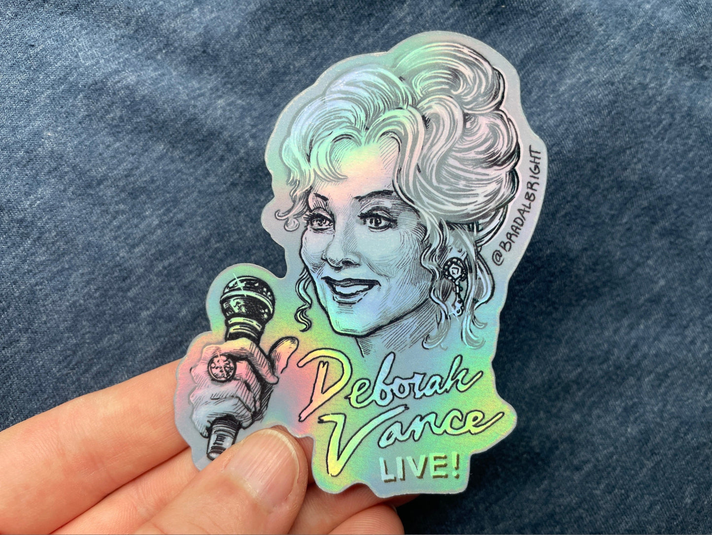 Deborah Vance Live! - Hacks Sticker Illustration - Metallic Rainbow Foil Decals