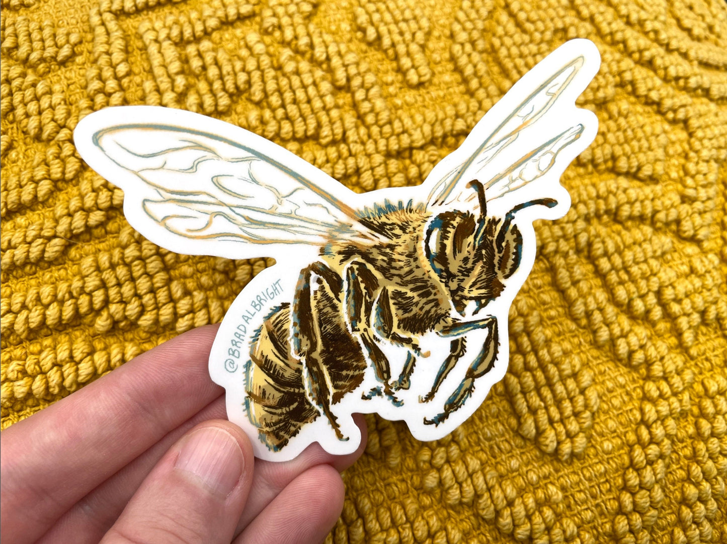 Honey Bee Sticker Illustration - Waterproof Decals & Flexible Magnets
