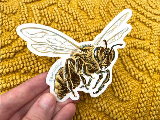 Honey Bee Sticker Illustration - Waterproof Decals & Flexible Magnets