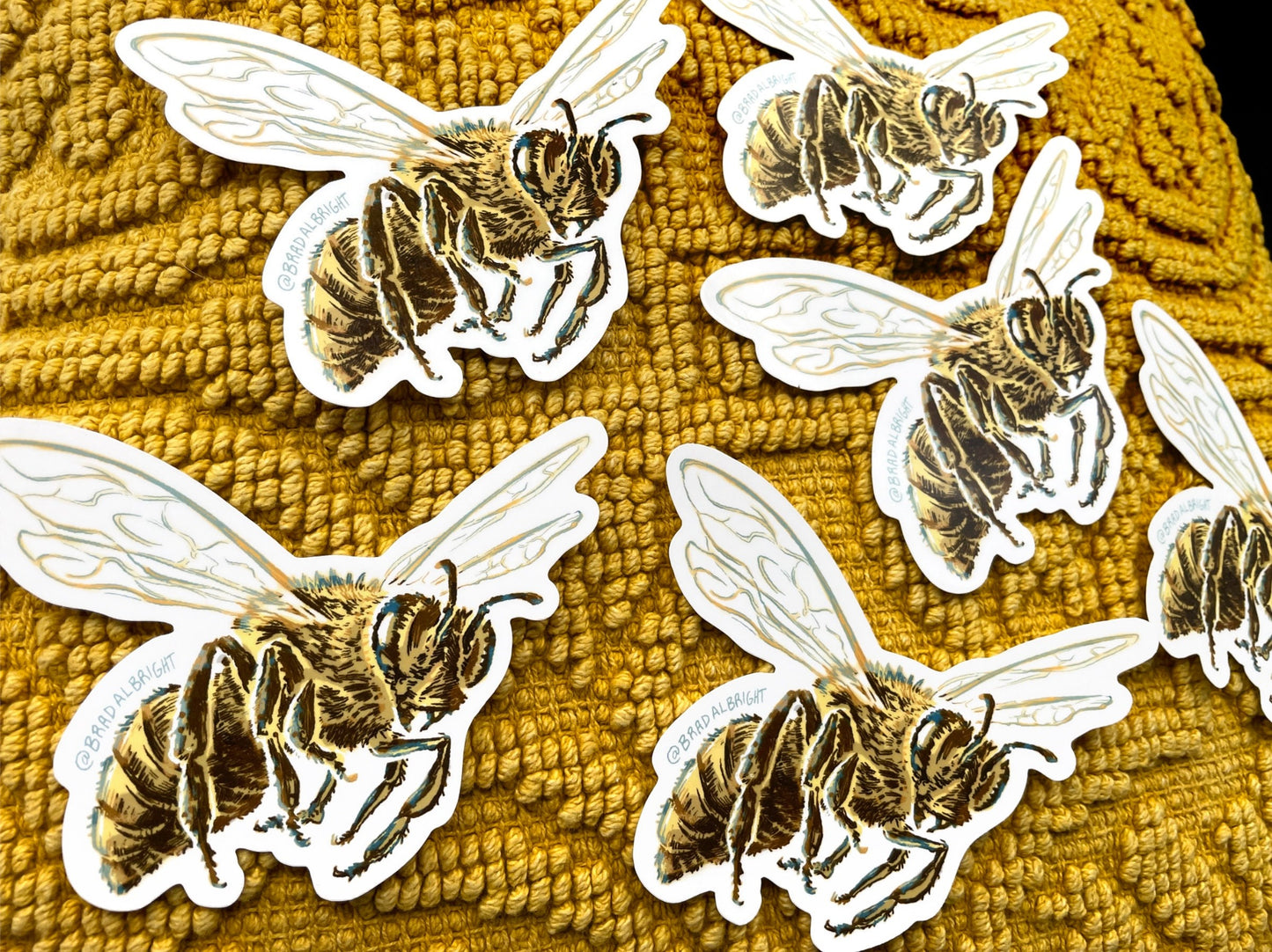 Honey Bee Sticker Illustration - Waterproof Decals & Flexible Magnets