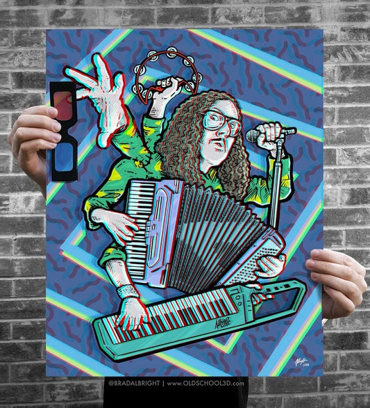 Weird Al in 3D, for real! -  Ltd Edition 3D Poster with Glasses - Signed Archival Anaglyph Illustration Print