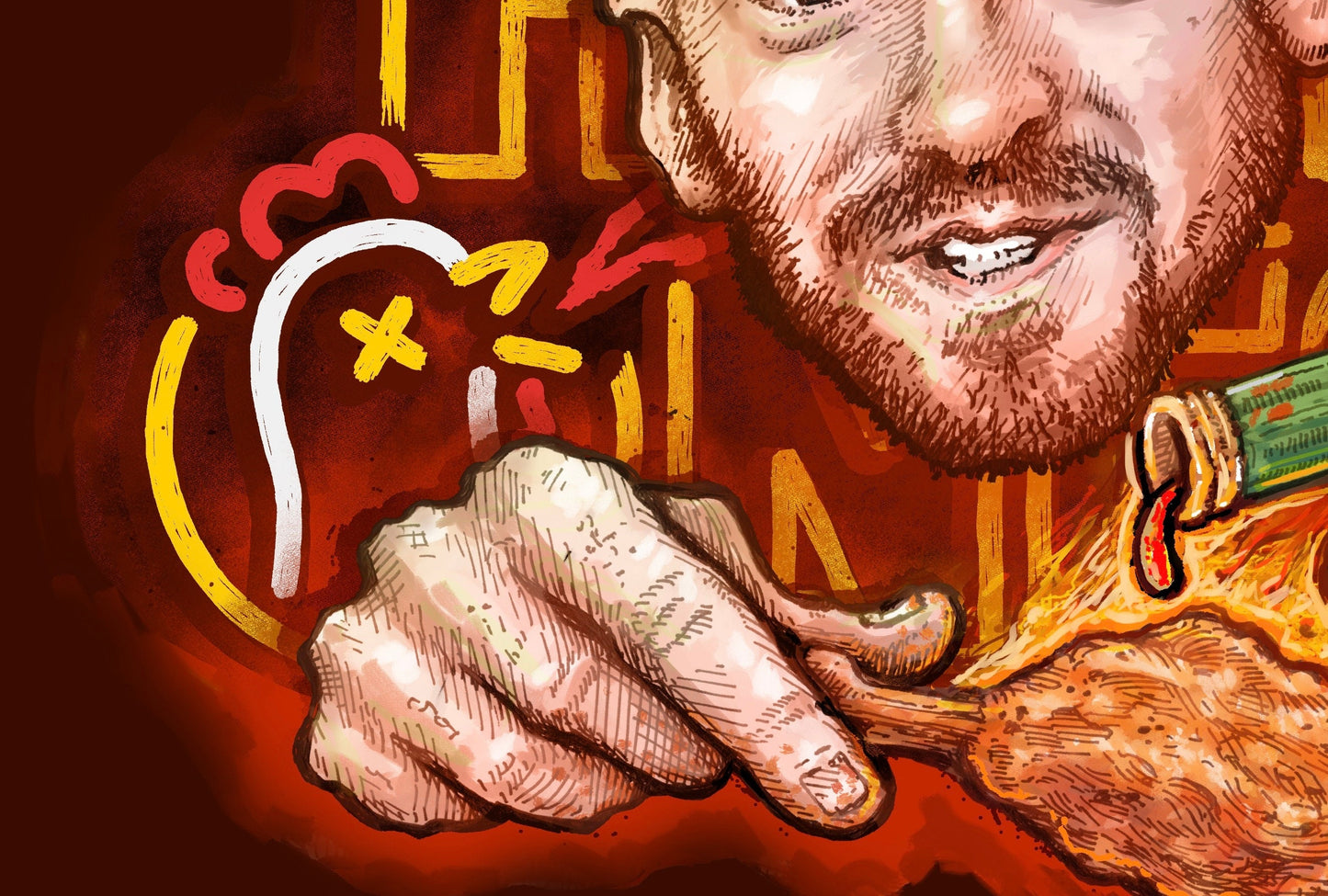 Hot Ones Sean Evans Portait Illustration - Last Dab / Da Bomb Tribute - Stickers and Magnets