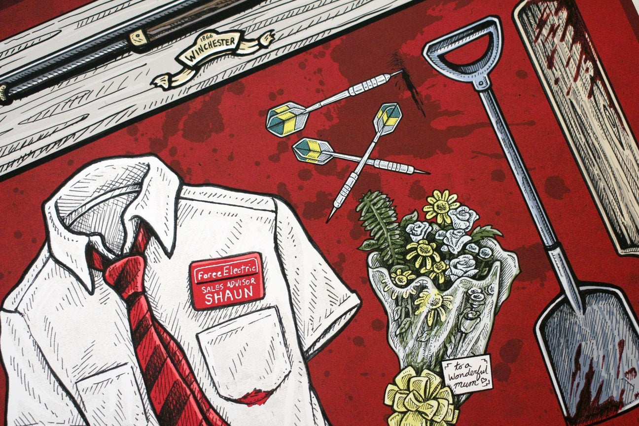 Shaun of the Dead Props Movie Poster - Signed Archival Giclee Print