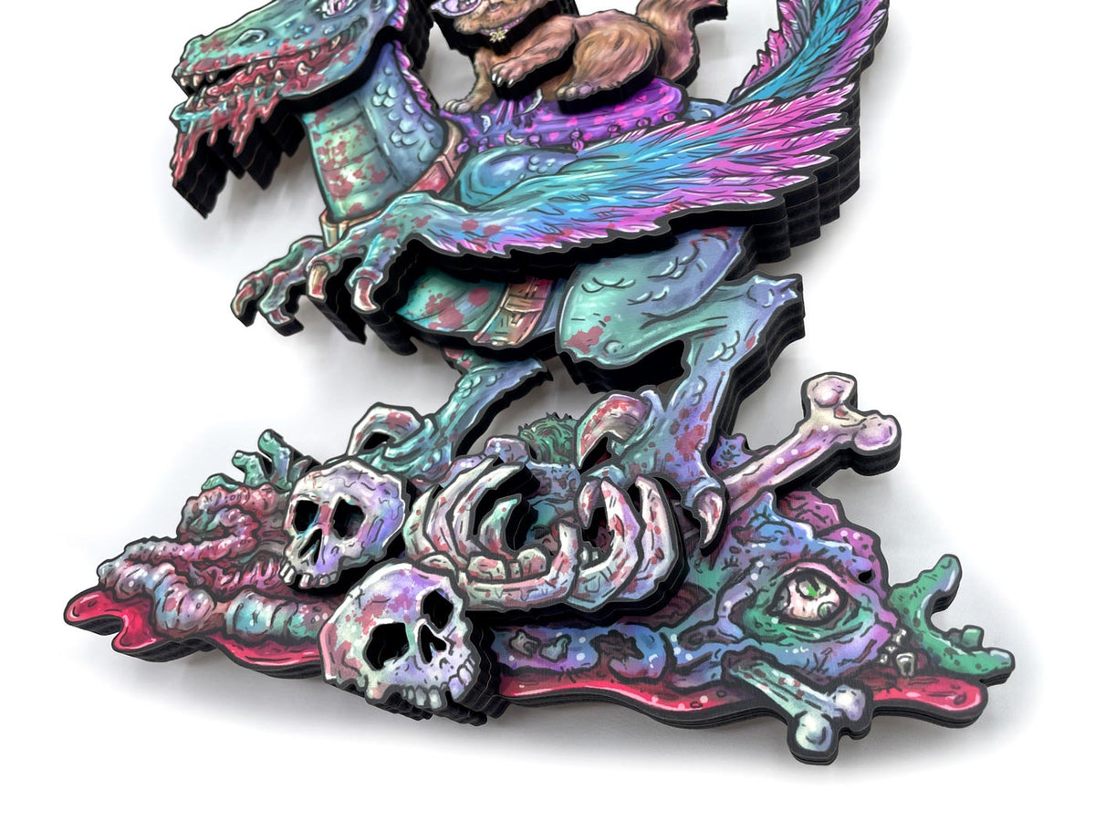 Princess Donut & Mongo - Dimensional Woodcut Wall Art