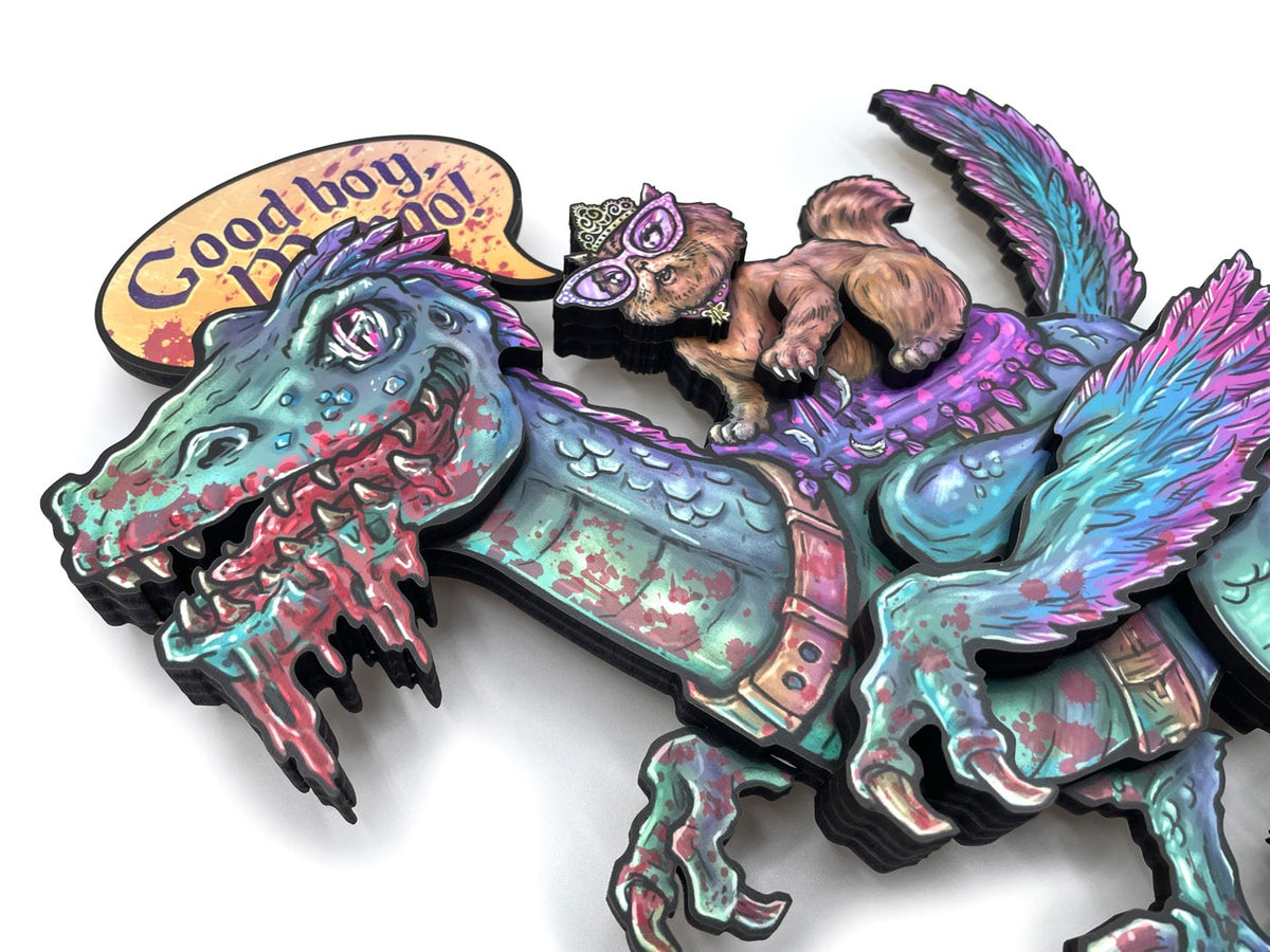 Princess Donut & Mongo - Dimensional Woodcut Wall Art