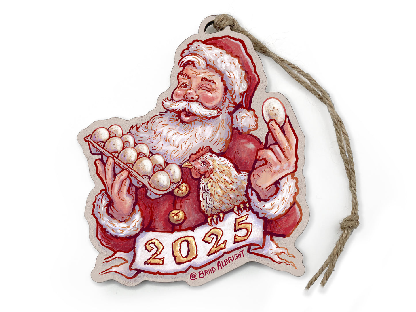 Egg Shortage Santa Claus - Christmas 2025 Ornament