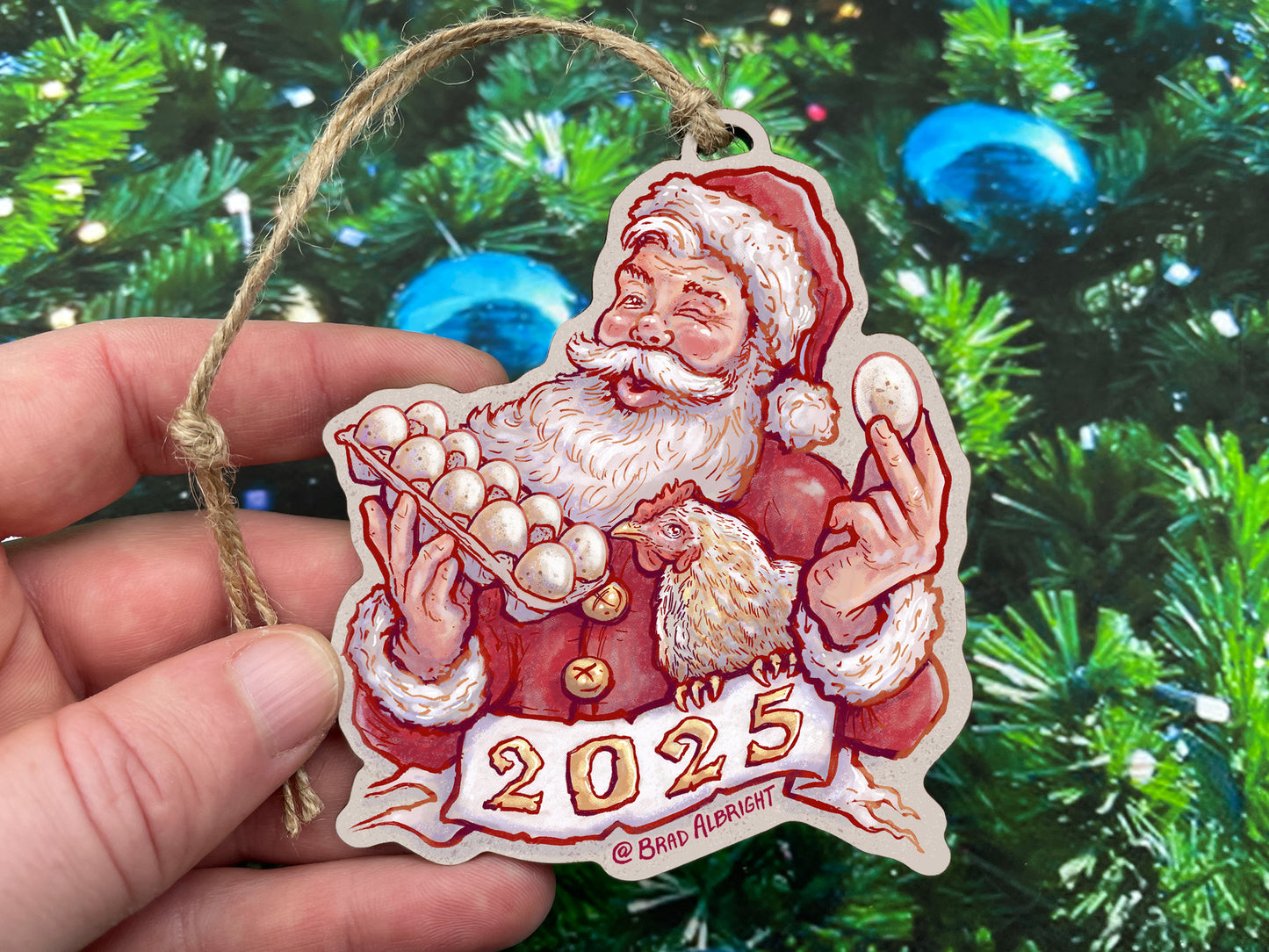 Egg Shortage Santa Claus - Christmas 2025 Ornament