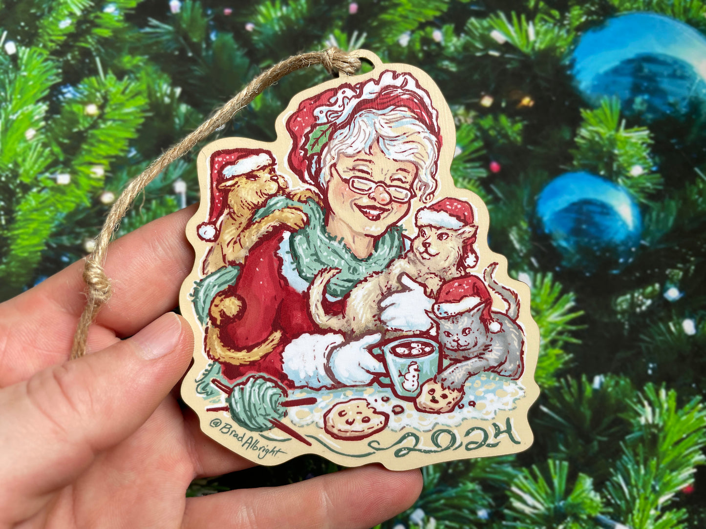 Mrs Claus 2024 Christmas Ornament - "The Original Childless Cat Lady" Mrs. Kat Claus