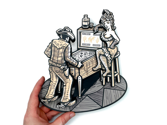 Pinball Saloon Woodcut - Dimensional Western Wall Art