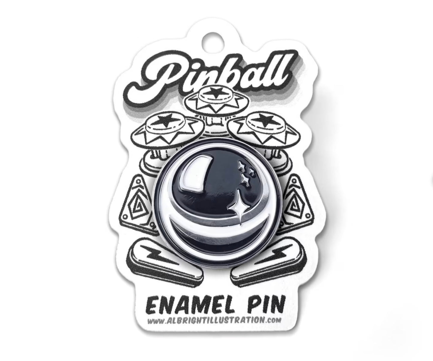 Pinball Lapel Pin - Nickel & Enamel Pin Collectible Arcade Pinball Art