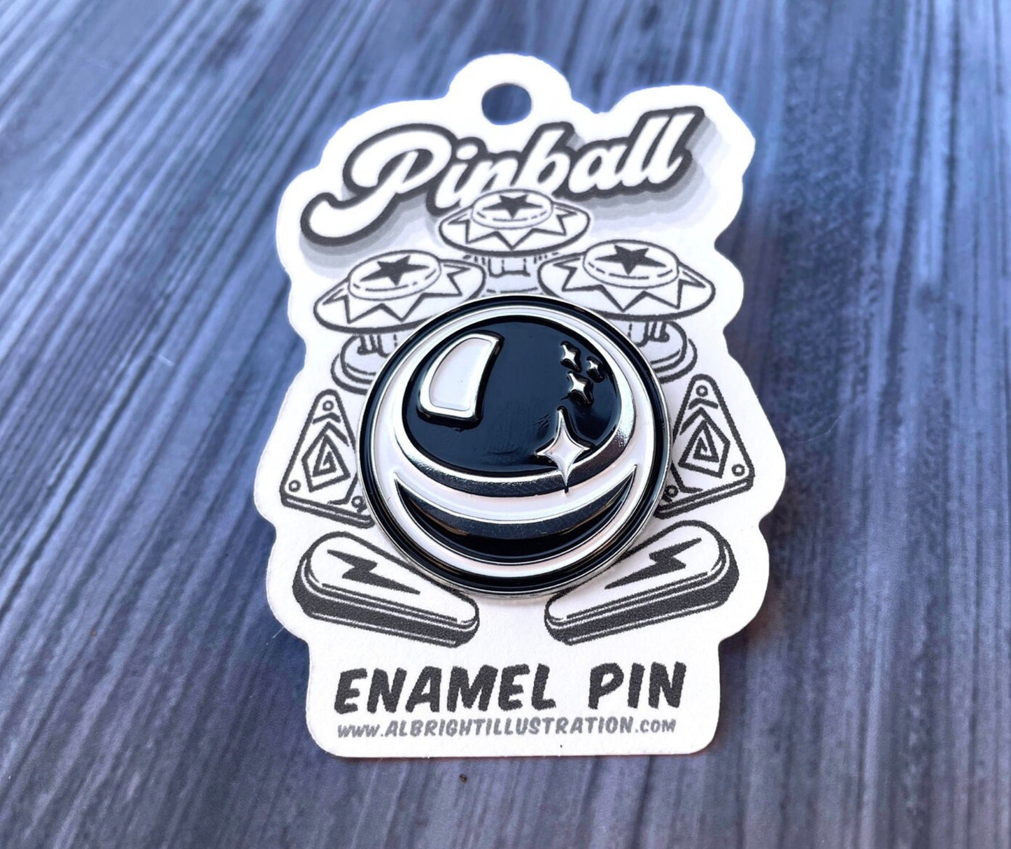 Pinball Lapel Pin - Nickel & Enamel Pin Collectible Arcade Pinball Art