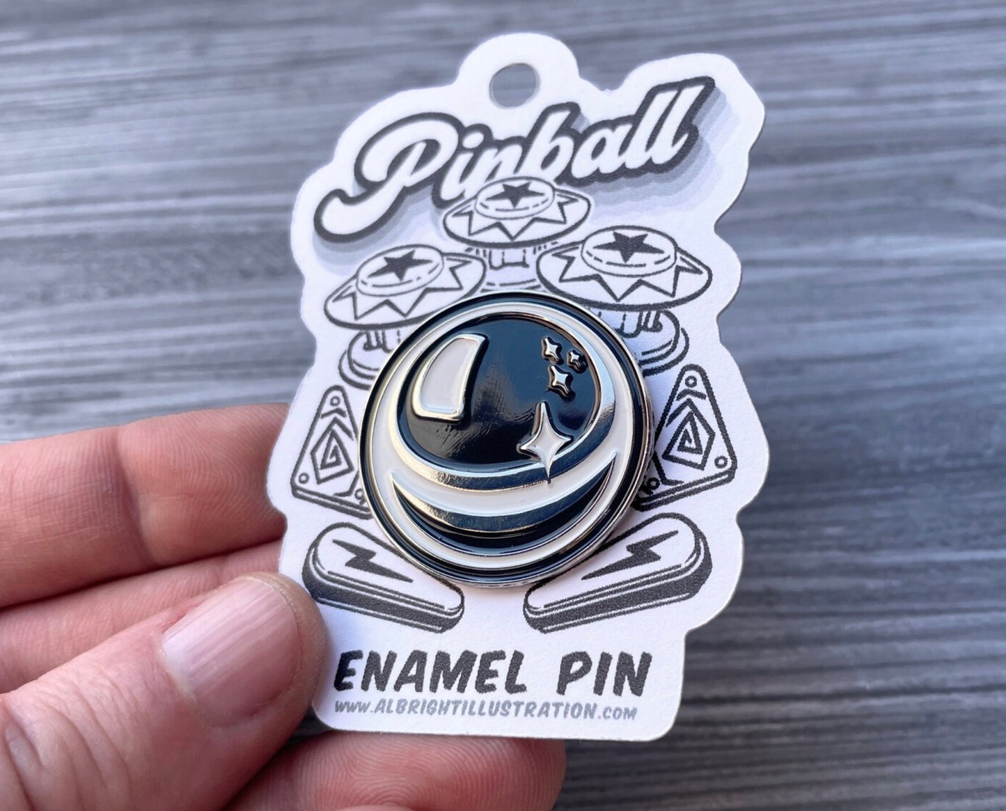 Pinball Lapel Pin - Nickel & Enamel Pin Collectible Arcade Pinball Art