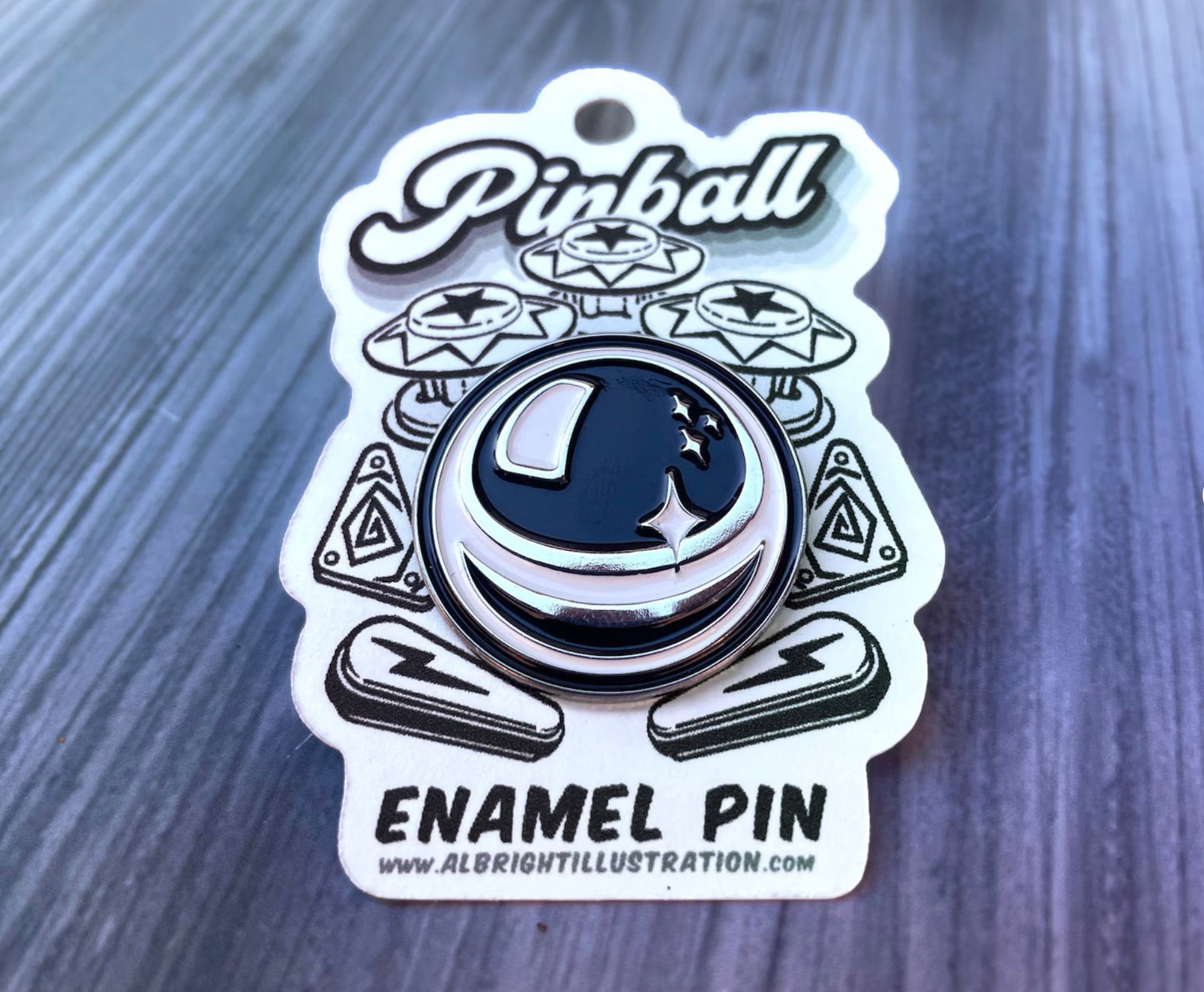 Pinball Lapel Pin - Nickel & Enamel Pin Collectible Arcade Pinball Art