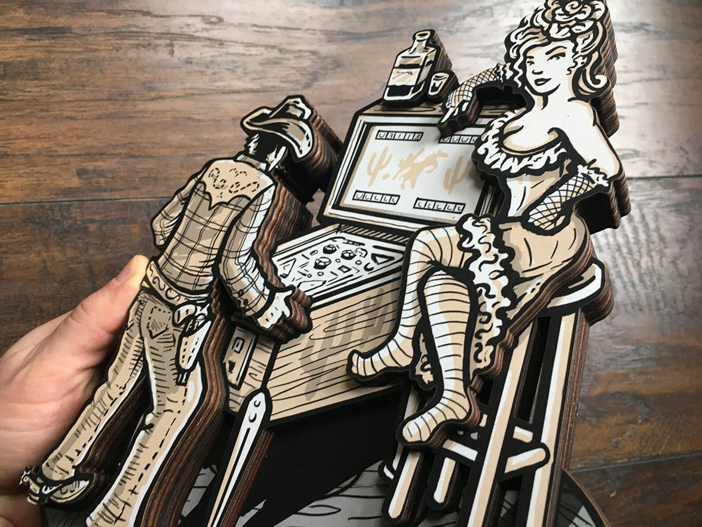 Pinball Saloon Dimensional Woodcut Wall Art