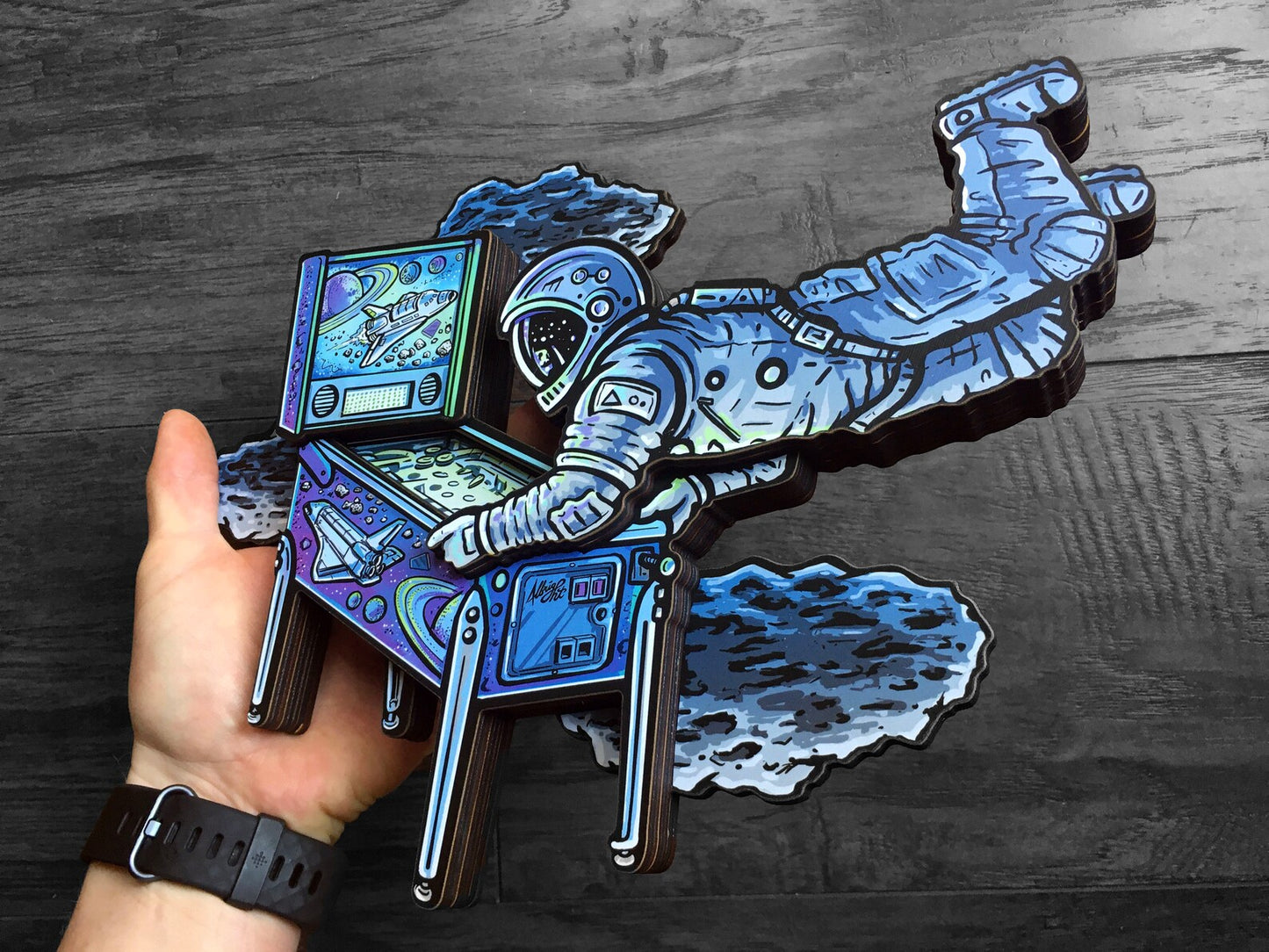 Pinball Astronaut 3D Wall Art - Dimensional Woodcut