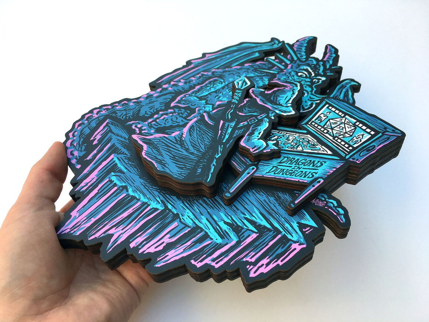 Dragons In Dungeons - Pinball Wizard Woodcut Wall Art