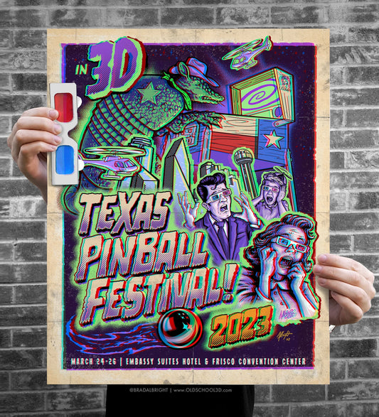 Texas Pinball Festival 2023 - LTD Edition 3D Poster with Glasses