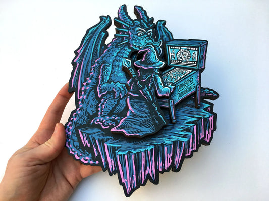 Dragons In Dungeons - Pinball Wizard Woodcut Wall Art