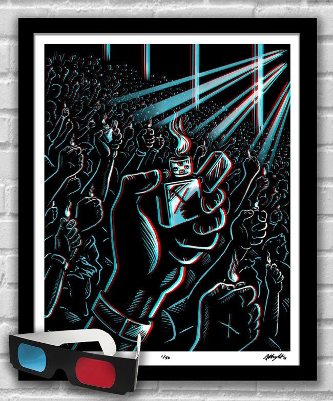 ENCORE - Lighters Raised - 3D Concert Poster with red/blue Glasses