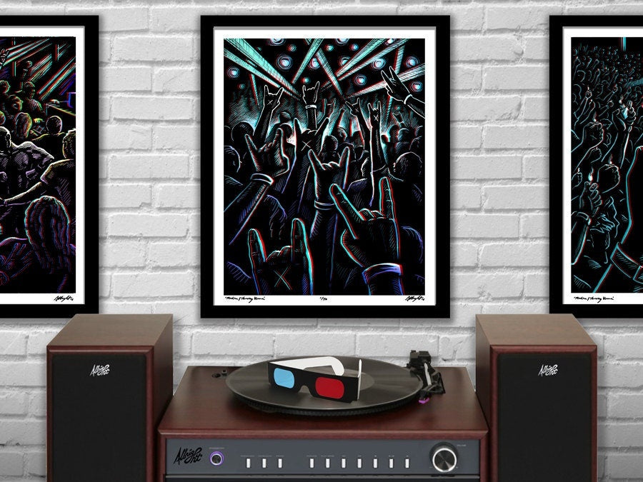 MUDRA / THROWING HORNS - 3D Concert Poster with red/blue Glasses