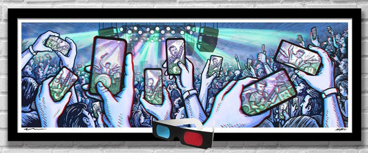 PRESENCE -  3D Panoramic Concert Poster with red/blue Glasses - 11.75x36" - Signed Limited Edition Art Print