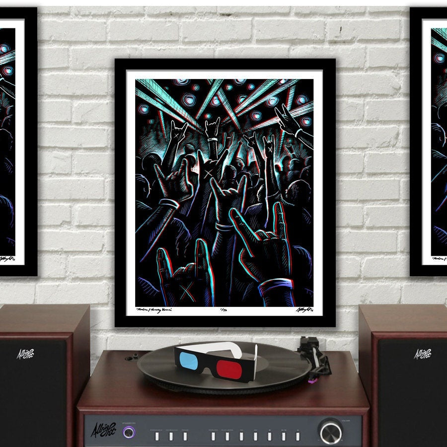 MUDRA / THROWING HORNS - 3D Concert Poster with red/blue Glasses