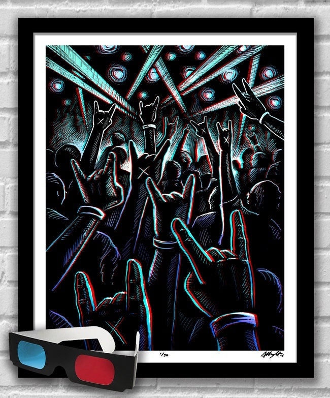 MUDRA / THROWING HORNS - 3D Concert Poster with red/blue Glasses