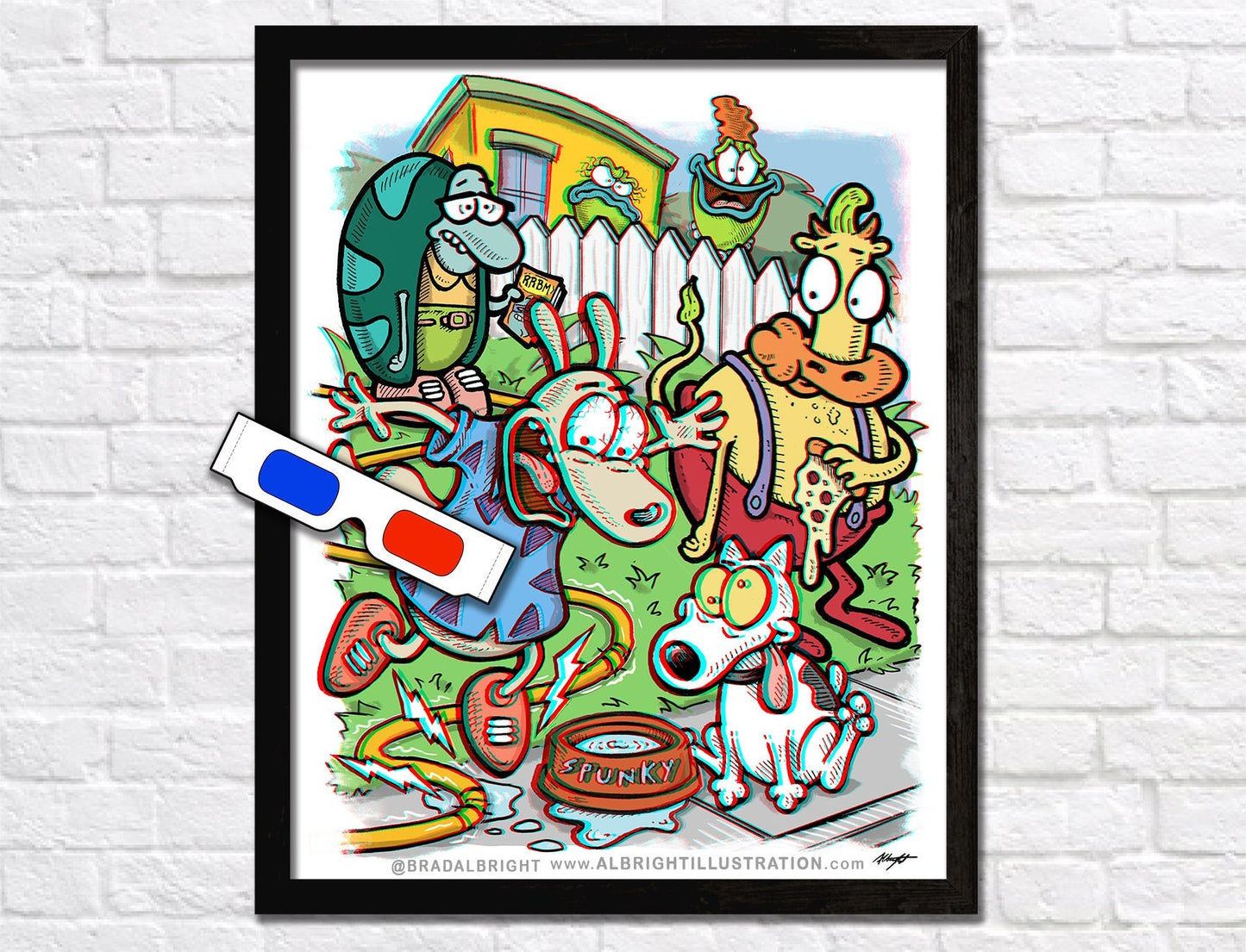 Rocko's Modern Life - 3D Poster w/ Glasses - 3D Anaglyph Illustration - Signed by the Artist