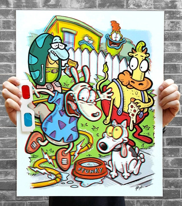 Rocko's Modern Life - 3D Poster w/ Glasses - 3D Anaglyph Illustration - Signed by the Artist