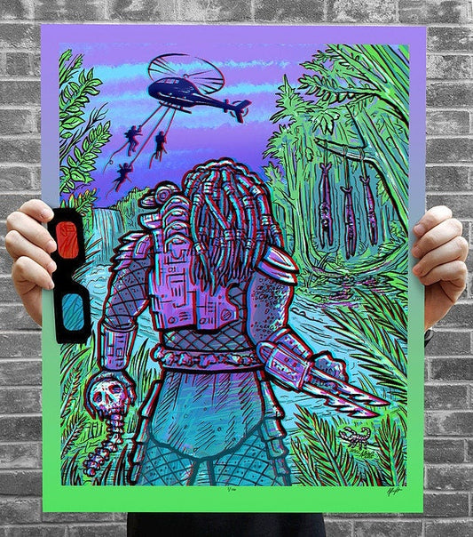'There's Something In Those Trees'- Predator 3D Poster with Glasses  - Limited Edition Archival Print