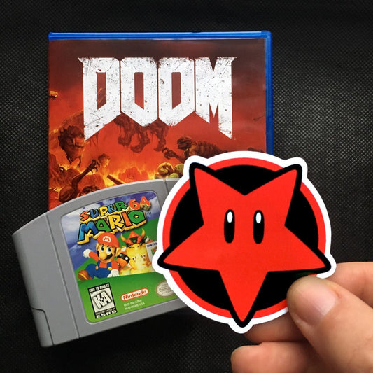 Mario Star Doom Pentagram Sticker - Mashup Sticker -  Sticker Decal