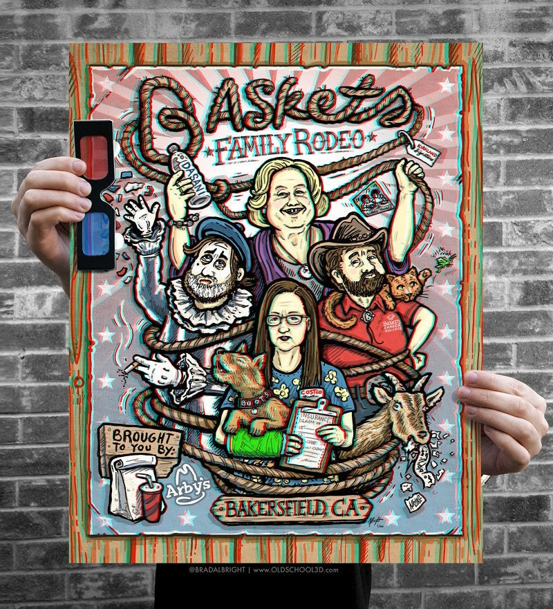 Baskets Family Rodeo - Limited Edition Illustrated Poster - Signed by the Artist