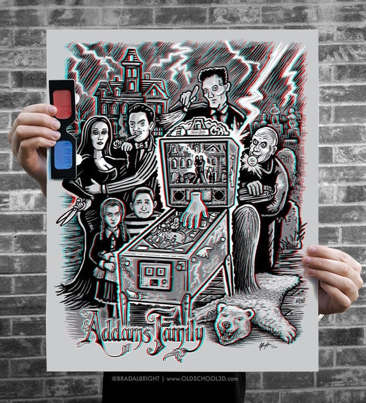 The Pinball Family - 3D Poster with Glasses - Ltd Edition - Signed & Numbered Archival Anaglyph Illustration Print