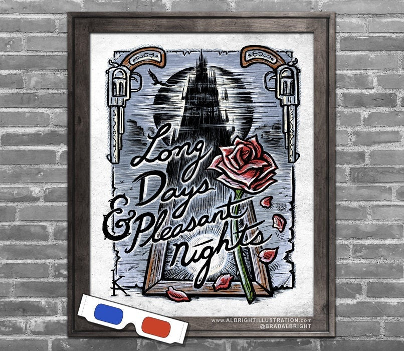 Dark Tower / Gunslinger 3D Poster - Stephen King - Book Quote Illustration Poster - Signed by the Artist