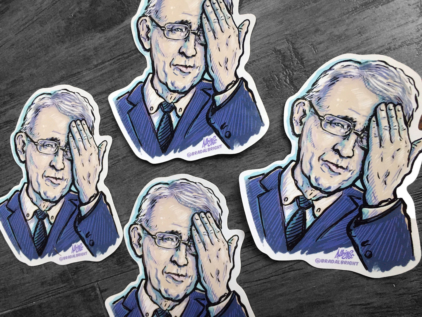 Dr. Fauci Facepalm - Anthony Fauci Portrait Sticker Decal - FREE Shipping